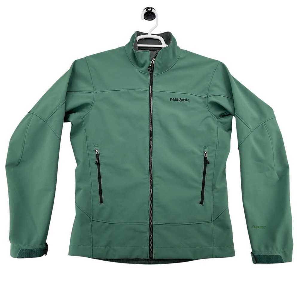 Patagonia Polartec Soft Shell Jacket Men's Small Green Full Zip Outdoor Hiking